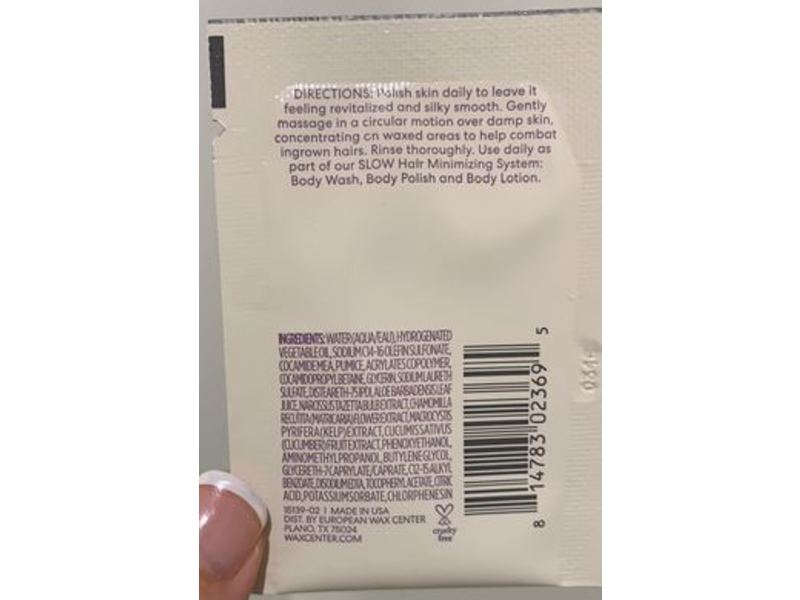 European Wax Center Slow Body Polish, Fragrance Free, 0.14 fl oz/4 mL