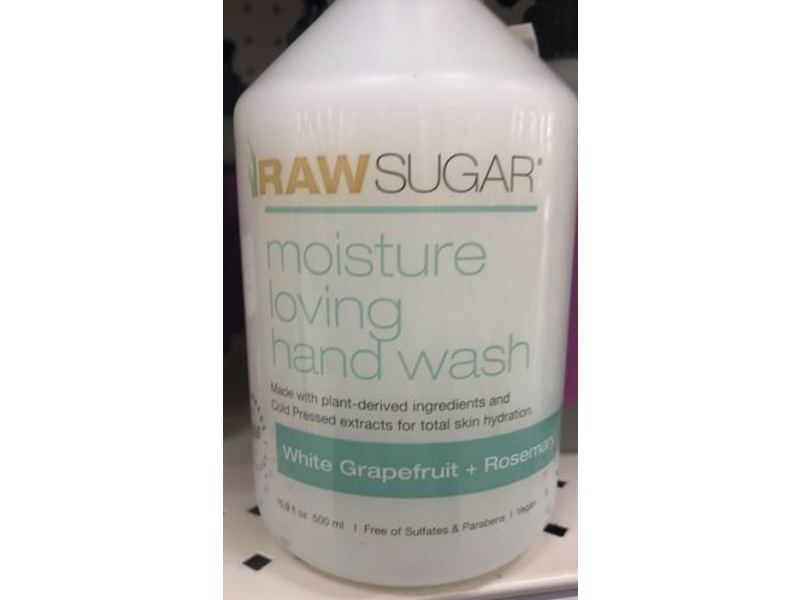 Raw Sugar Moisture Loving Hand Wash, White Grapefruit + Rosemary, 16.9 fl oz/500 mL