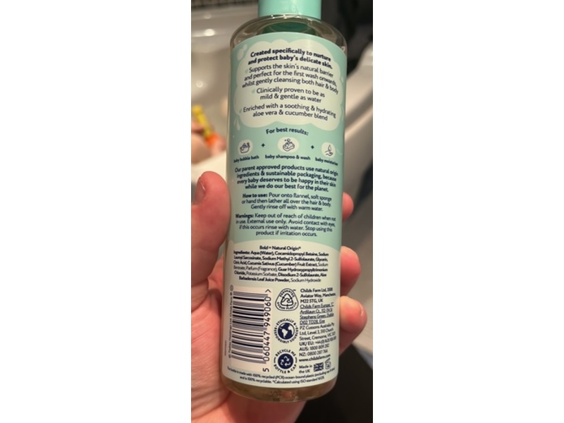 Childs Farm Sensitive Skin Experts Baby Shampoo & Wash, Baby Soft Scent, 250 mL