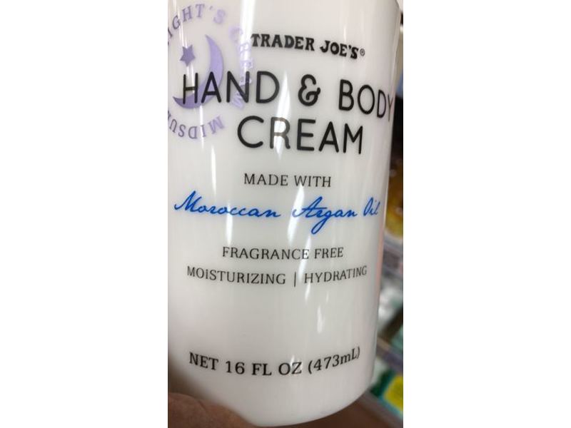 Trader Joe's Hand & Body Cream, Moraccan Argan Oil, Fragrance Free, 16 fl oz/473 mL