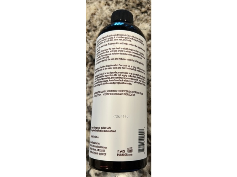 Pura d'or Organic Fractionated Coconut Oil, 16 fl oz/473 mL