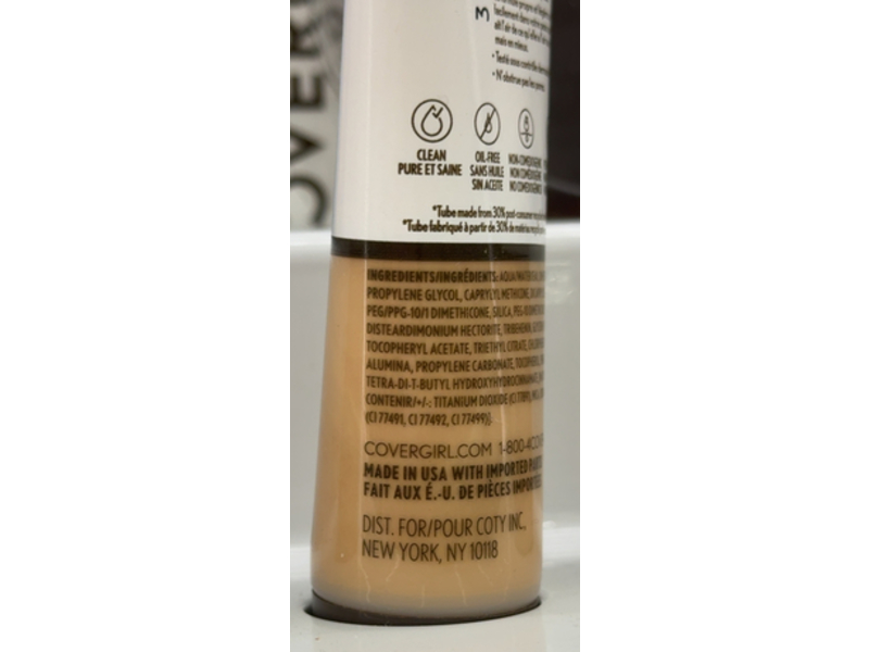 CoverGirl Clean Invisible Foundation, 123 Warm Nude, 1 fl oz/30 mL