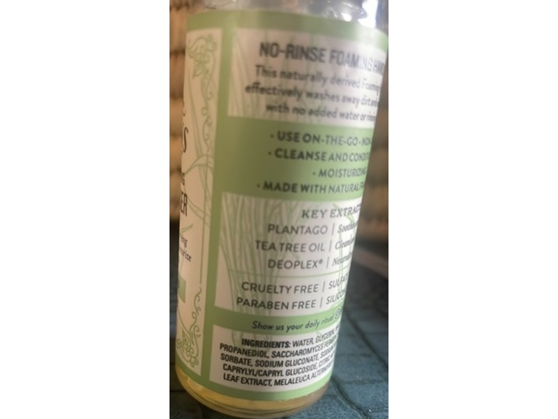 J.R. Watkins No-Rinse Foaming Hand Cleanser, Lemongrass, 1.6 fl oz/48 mL