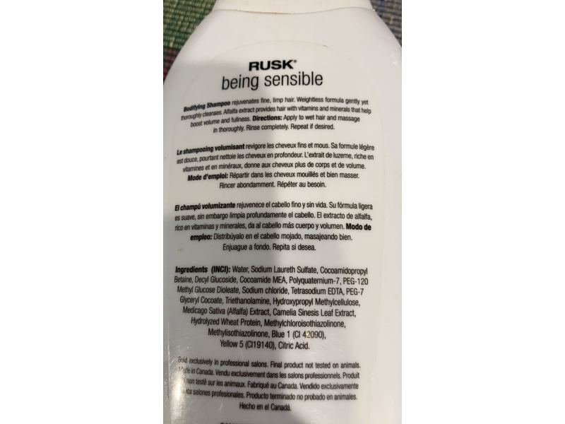 Rusk Being Sensible Bodifying Shampoo, 20 fl oz/591 mL
