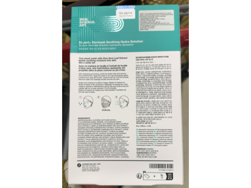 Dr. Jart+ Soothing Hydra Solution Deep Hydration Sheet Dermask, 0.88 oz/25 g, 5 Count