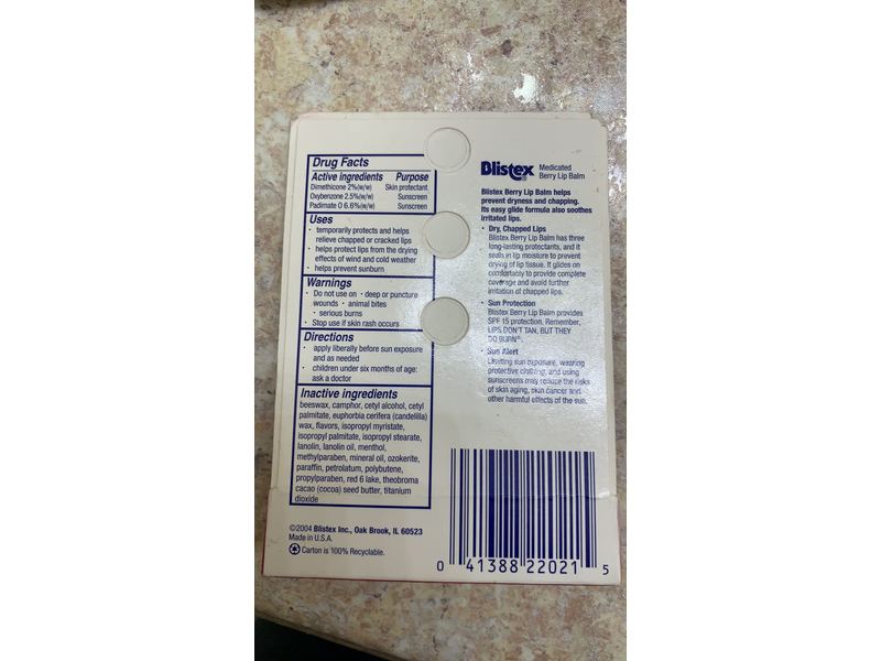 Blistex Medicated Balm, Berry, SPF 15, 15 oz/4.25 g