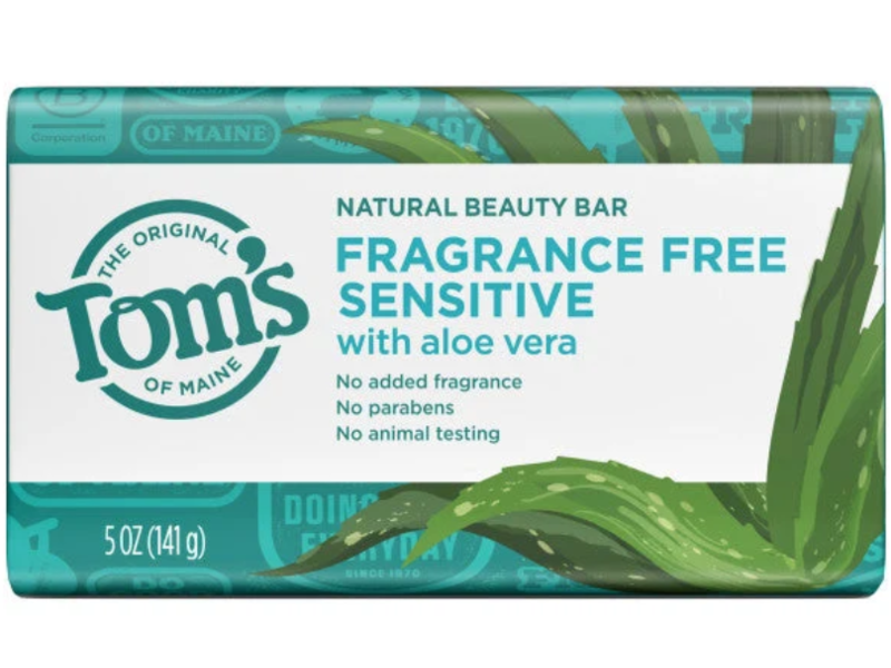 Tom's Of Maine Natural Bar Soap, Fragrance Free + Sensitive, 5 oz/141 g