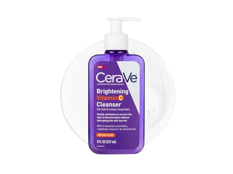 CeraVe Brightening Cleanser, Vitamin C, 8 fl oz/237 mL