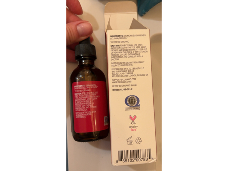 Cliganic 100% Pure & Natural Jojoba Oil, 2 fl oz/60 mL