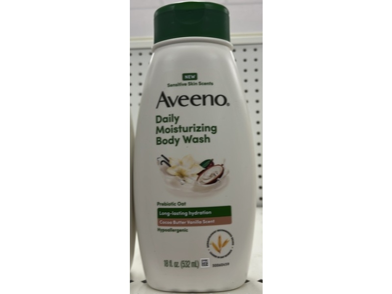 Aveeno Daily Moisturizing Body Wash, Cocoa Butter Vanilla Scent, 18 fl oz/532 mL