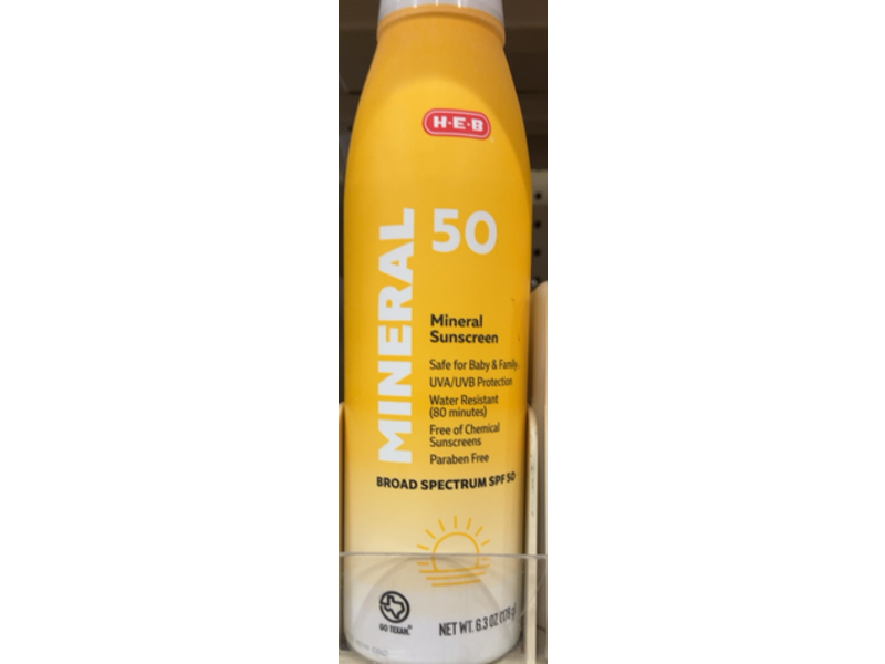 H-E-B Mineral Sunscreen, SPF 50, 6.3 oz/178 g
