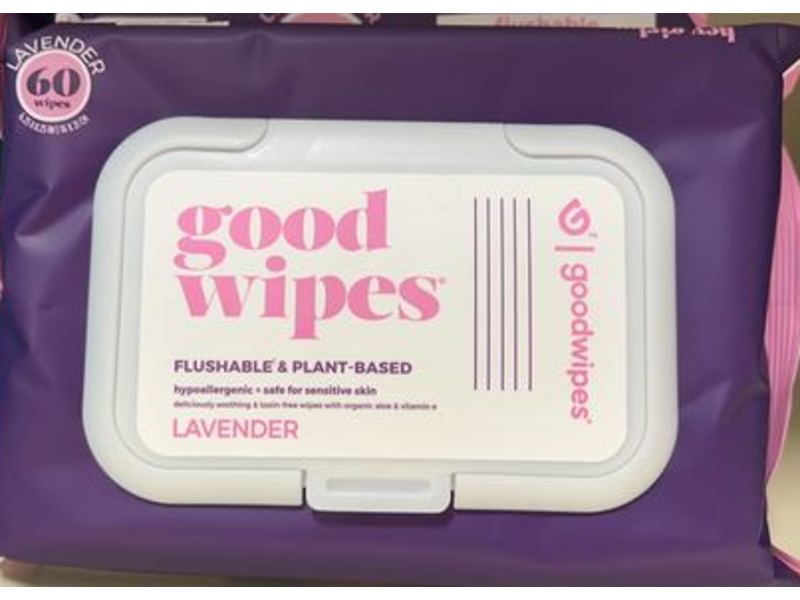 Goodwipes Flushable Butt Wipes, Lavender Scent, 60 Count