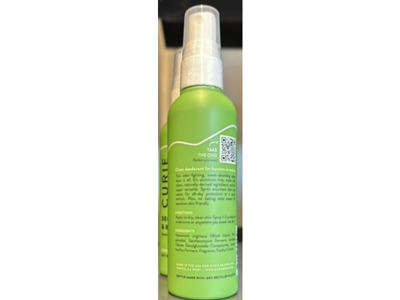 Curie Deodorant & Body Spray, Juniper Eucalyptus, 3 oz/85 g