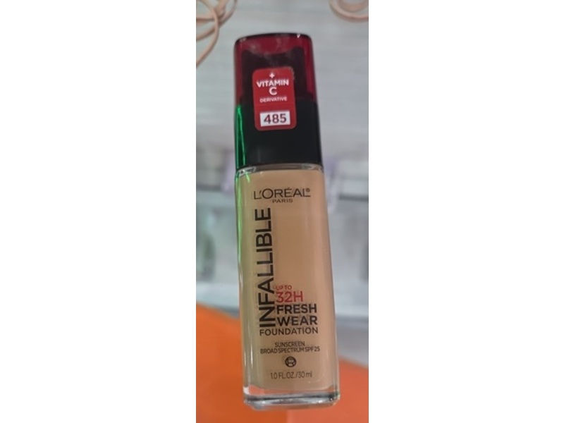 L'Oreal Paris Infallible Foundation, 485 Golden Sun, 1 fl oz/30 mL
