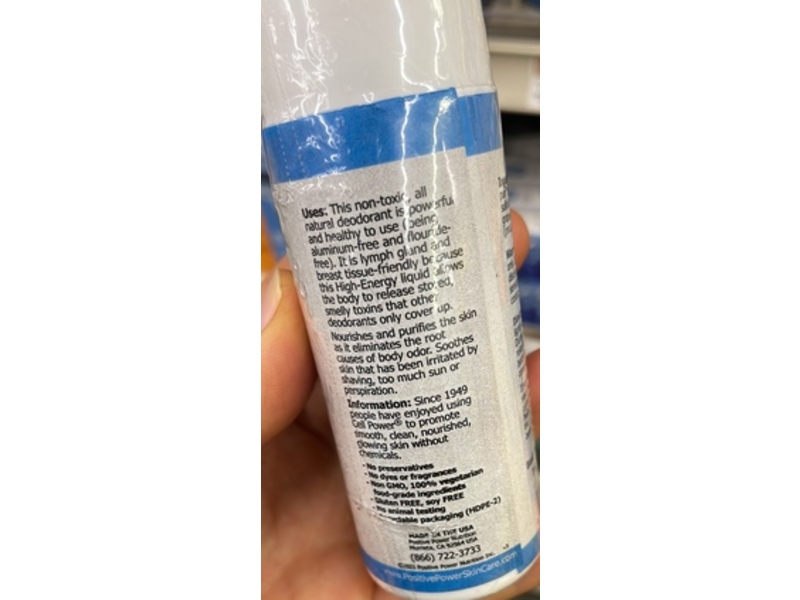 Positive Power Cell Power High Energy Roll-On Deodorant, Unscented, 3 fl oz/88 mL