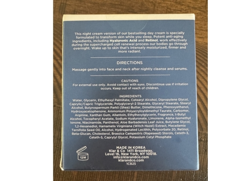 Azure Anti-Aging Night Cream, Hyaluronic & Retinol, 1.69 fl oz/50 mL