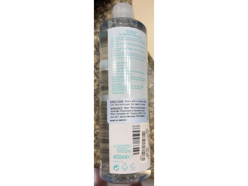 Neutrogena Skin Detox Triple Action Micellar Water, 13.52 fl oz/400 mL