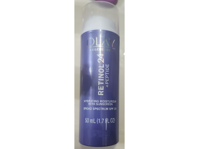 Olay Hydrating Moisturizing Sunscreen, Retinol 24 + Peptide, SPF 30, 1.7 fl oz/50 mL