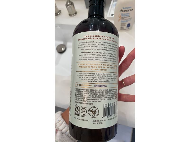 Soapbox Coconut Oil Shampoo, Sulfate Free, Paraben Free, Silicone Free, Color Safe, and Vegan Hair Shampoo (33.8 Ounces)