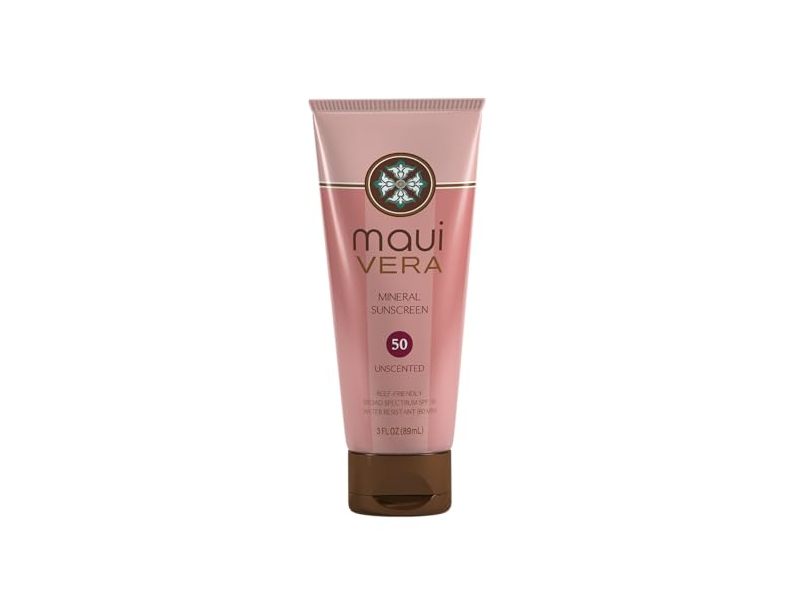 Maui Vera Mineral Sunscreen, SPF 50, Unscented, 3 fl oz/89 mL