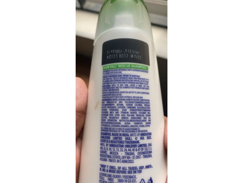 Dove Hair Fall Rescue Nourishing Shampoo, 180 mL