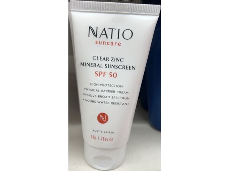 Natio Suncare Clear Zinc Mineral Sunscreen, SPF 50, 1.76 oz/50g