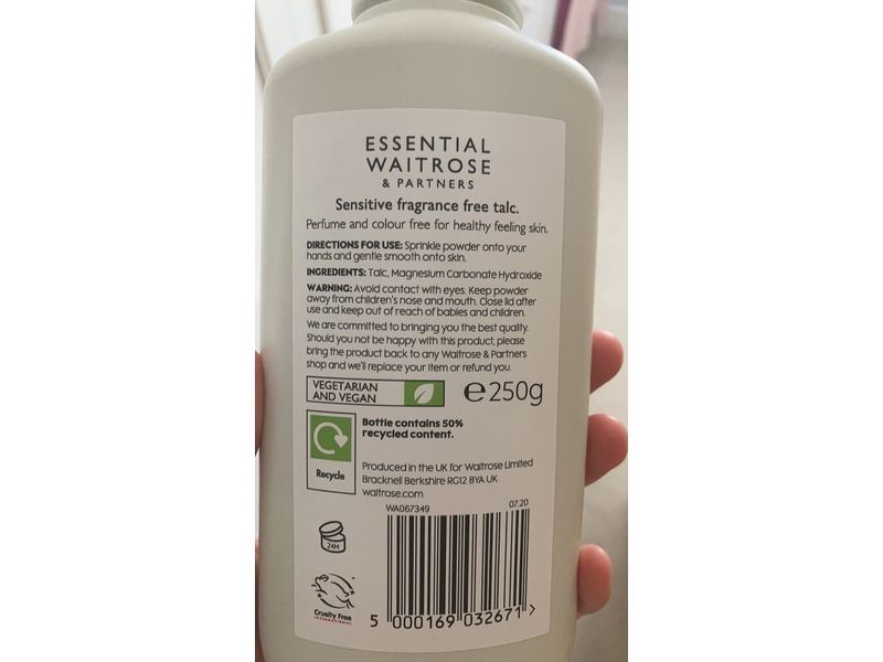 Waitrose Essential Talcum Powder, Sensitive, 250 g
