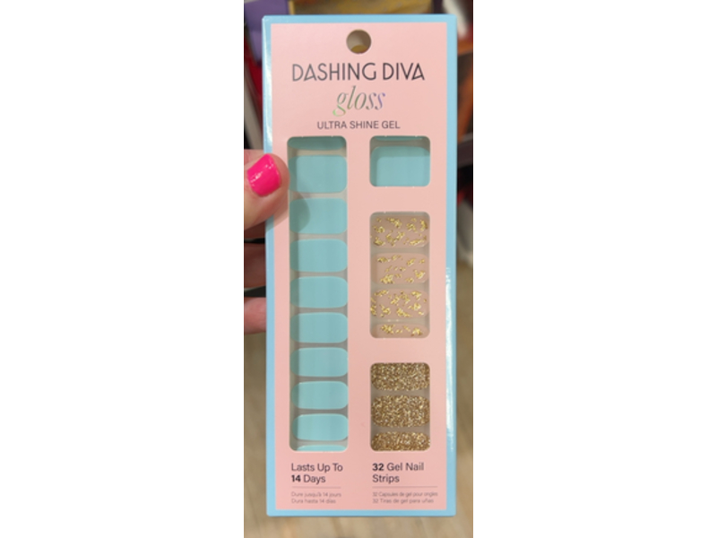 Dashing Diva Gloss Ultra Shine Gel Nail Strips, Denim Spirtz, 32 Count