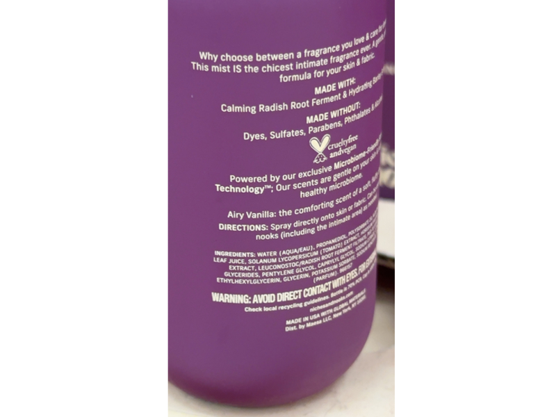 Niches & Nooks Freshen Your Nooks Body & Fabric Fragrance Mist, Airy Vanilla, 4.2 fl oz/124 mL