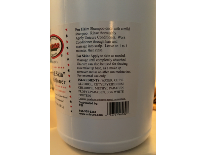 Unicure Hair & Skin Conditioner, 128 fl oz/3.8 L