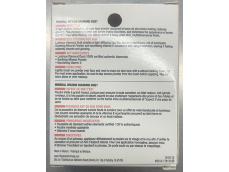 Physicians Formula Mineral Wear Diamond Dust Face Powder, Luminous Gleam, 0.21 oz/6 g