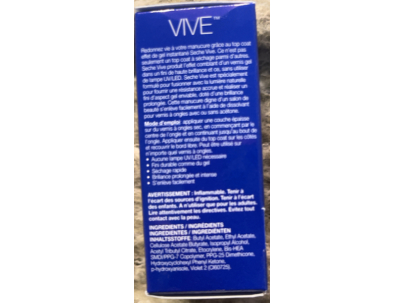 Seche Vive Instant Gel Effect Top Coat, 0.5 fl oz (14 mL)