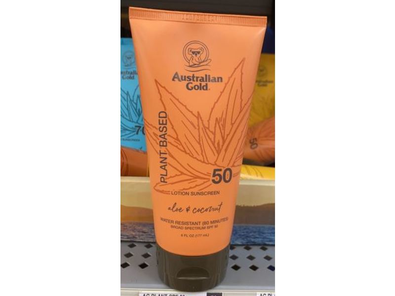 Australian Gold Plant Based Sunscreen Lotion, Spf 50, Aloe & Coconut, 6 fl oz/177 ml