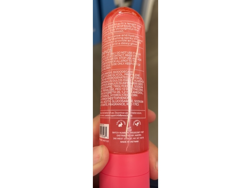 Amora Glow Refresh Hydration Mist, Watermelon, 3.38 fl oz/100 mL
