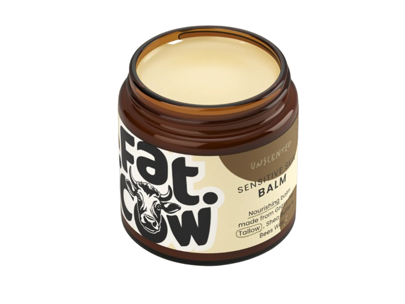Fat Cow Skincare Sensitive Skin Moisturizing Balm, Grass-Fed Tallow Jojoba Oil, Shea Butter & Bees Wax, 60 mL