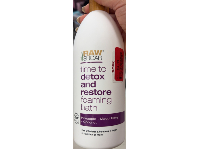Raw Sugar Time To Detox & Restore Foaming Bath, Pineapple Maqui Berry & Coconut, 25 fl oz/740 mL