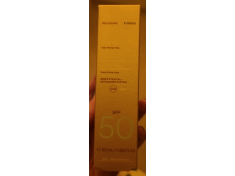 Korres Red Grape Sunscreen Face Cream, SPF 50, 1.69 fl oz/50 mL