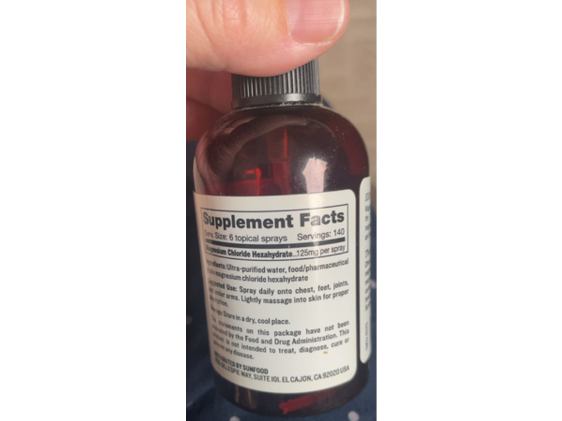 Sunfood Superfoods Pure & Potent Soothing Topical Mineral Spray, Magnesium Oil, 4 fl oz/118 mL