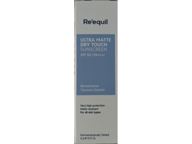 Re'equil Ultra Matte Dry Touch Sunscreen SPF 50, PA++++, 6 g/0.21 oz