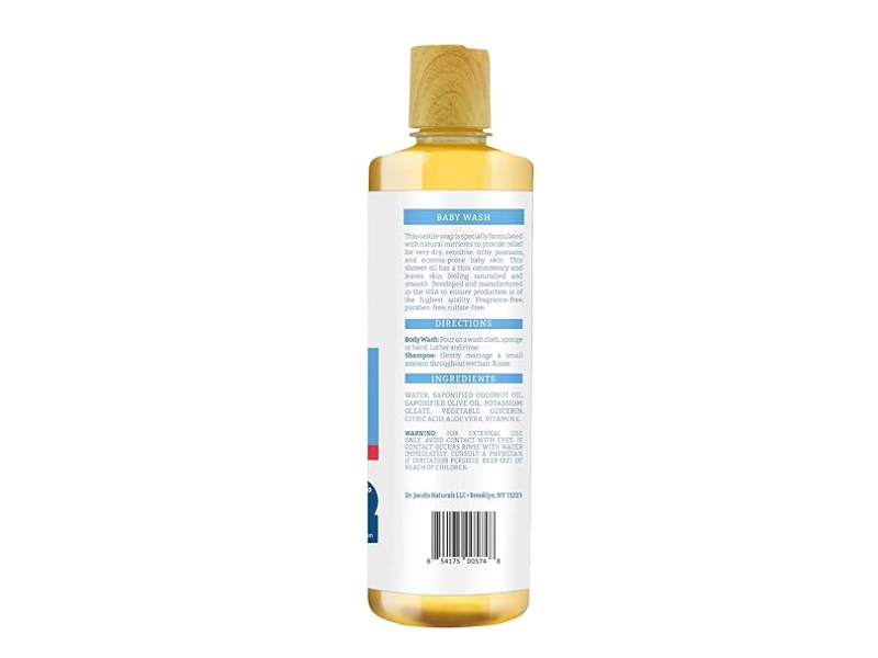 Dr. Jacobs Pure Castile Baby Wash & Shampoo, 16 fl oz/473 mL