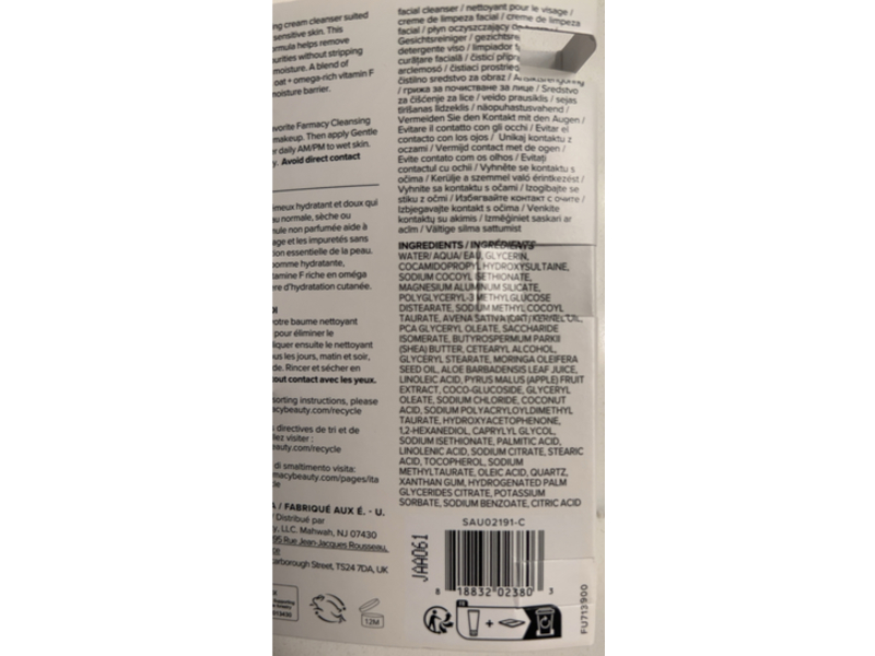 Farmacy Green Clean Gentle Creamy Cleanser, Moringa + Oats, 0.34 fl oz/10 mL