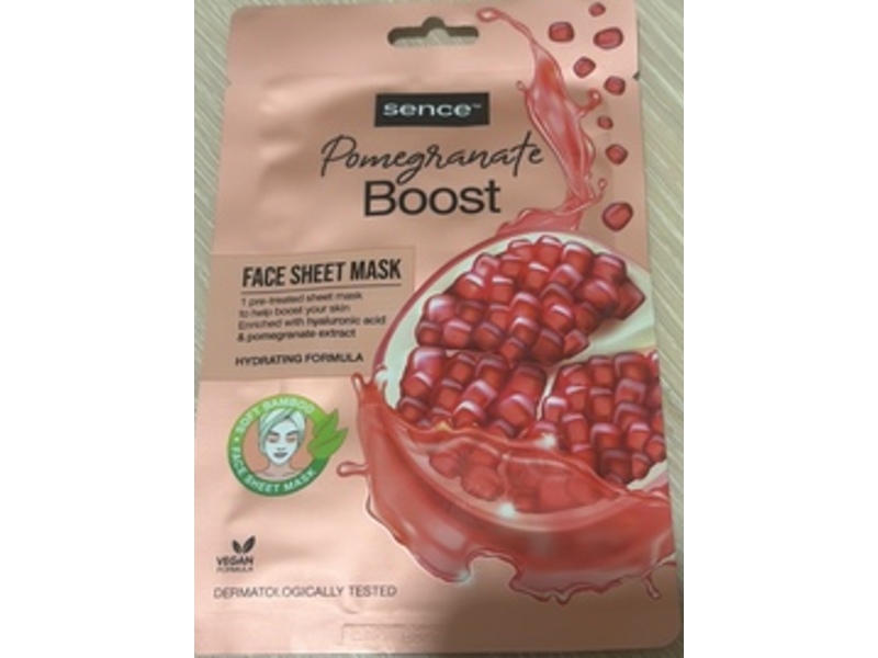 Sence Essentials Face Sheet Mask, Pomegranate Boost, 20 mL
