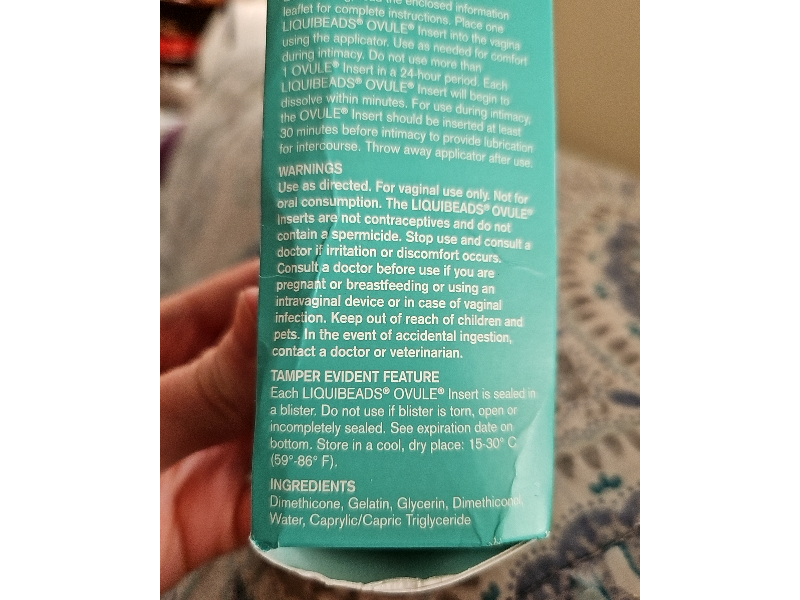 K-Y Liquibeads Feminine Vaginal Moisturizer Liquid Beads, Ovule Inserts, 6  Count Ingredients and Reviews
