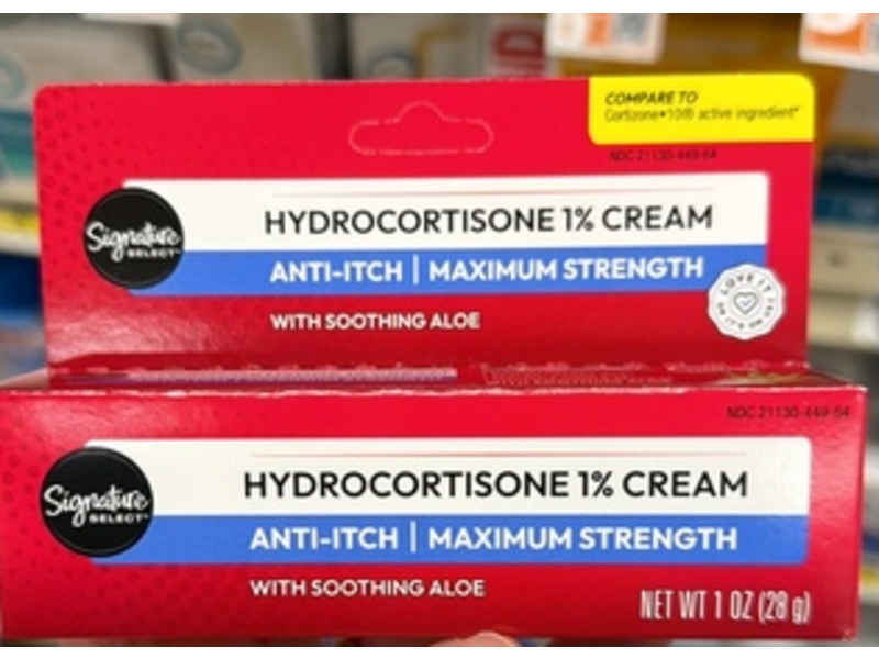 Signature Select Anti-Itch Hydrocortisone 1% Cream, Soothing Aloe, 1 oz/28 g