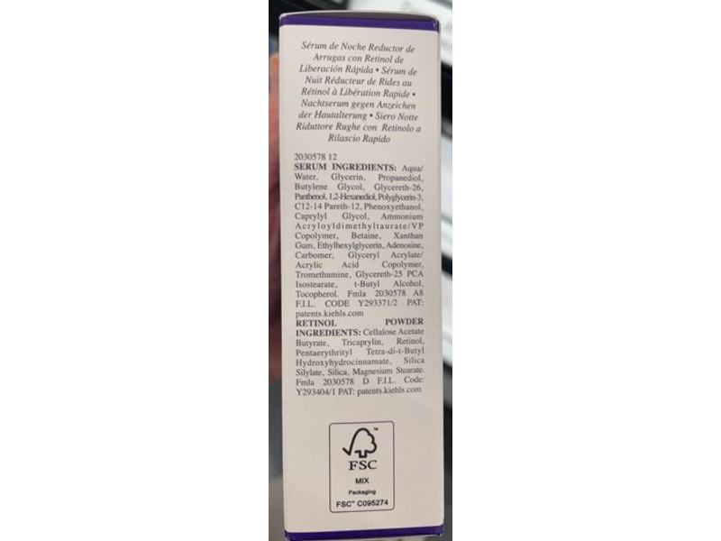 Kiehl's Retinol Fast Release Wrinkle Reducing Night Serum + Powder, 0.94 fl oz/28 mL + 0.03 oz/1 g