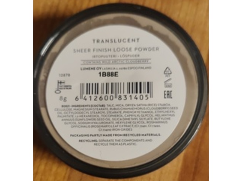 Lumene Sheer Finish Loose Powder, Translucent, 8 g