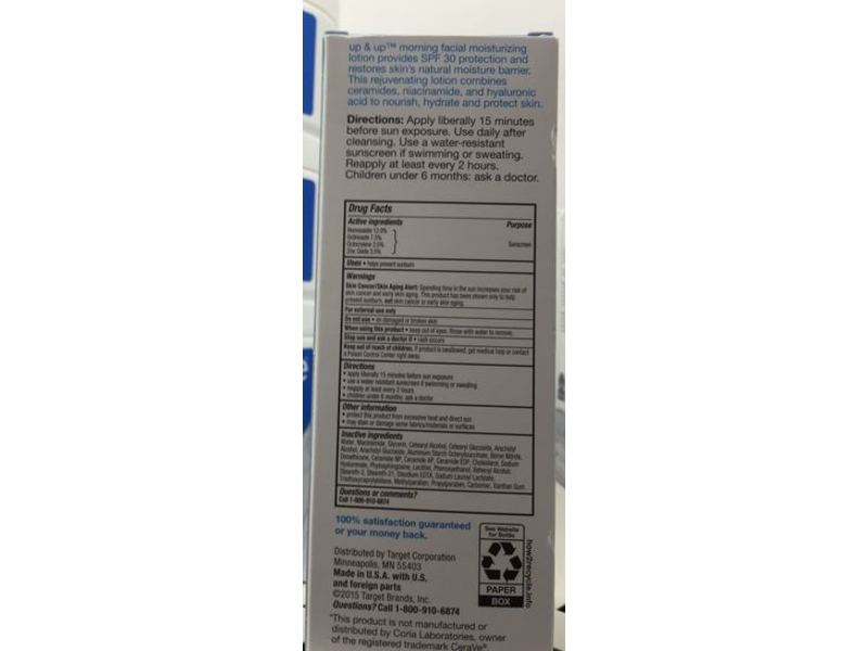 Up & Up Morning Facial Moisturizing Lotion, SPF 30, 3 fl oz/89 mL