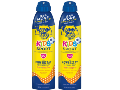 Banana Boat Kids Sport Sunscreen Powerstay Technology Sunscreen Lotion Spray, SPF 50+, 9.5 oz/269 g, 2 Pack