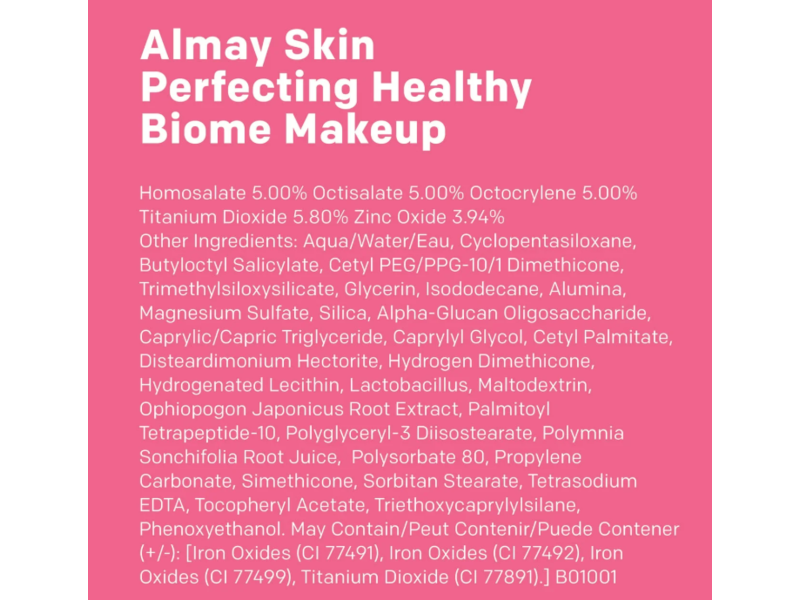 Almay Skin Perfecting Healthy Biome Makeup, 120 Beige, 1 fl oz/30 mL