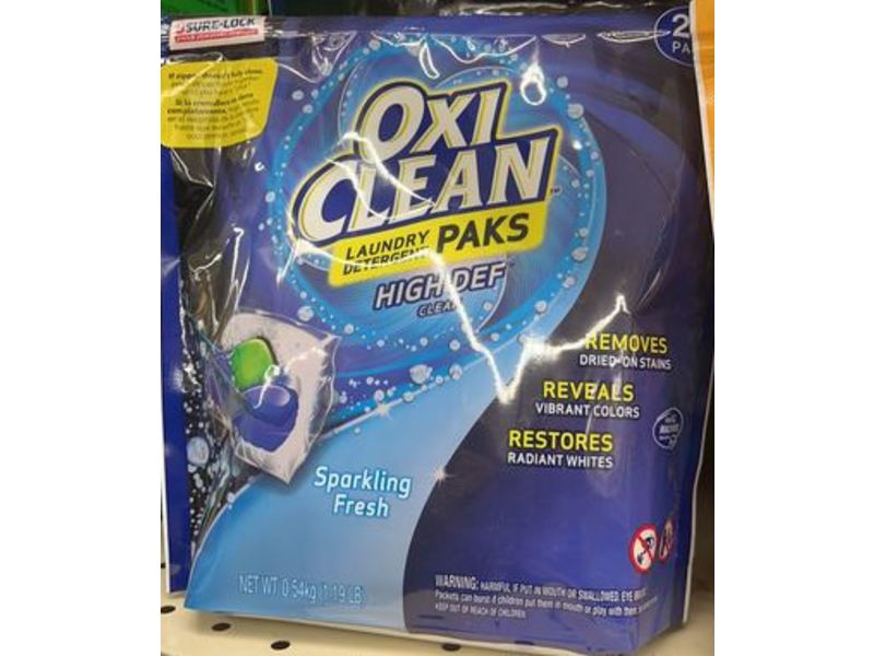 Oxi Clean Laundry Detergent Paks, Sparkling Fresh, 0.54 kg, 27 Count
